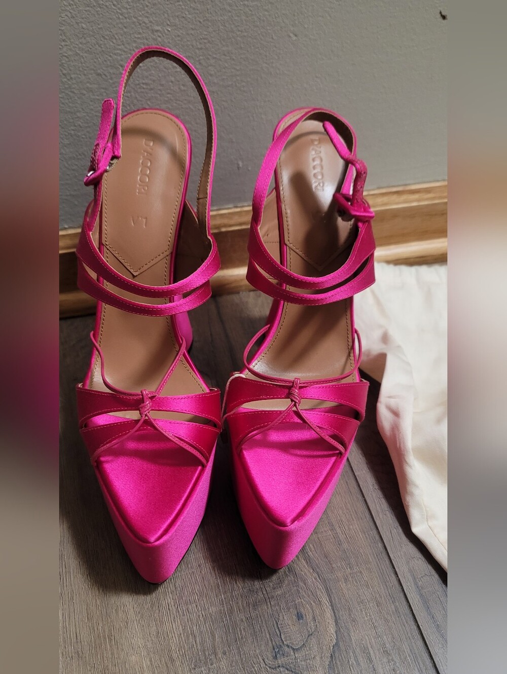 D'Accori Belle Satin Platform Sandals Size 41.5